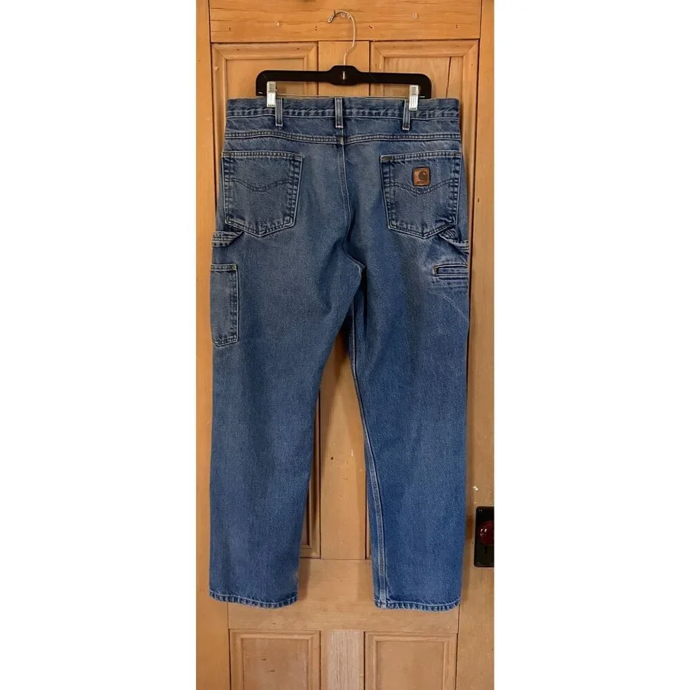 Carhartt Mens Carpenter Distressed Relaxed Fit Work Jeans Size 36x31 Blue AN EXC - Picture 9 of 12